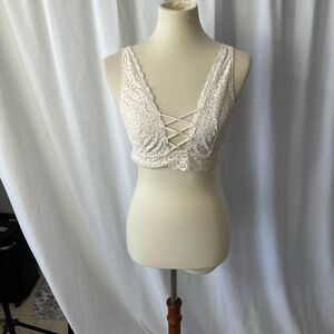 Victoria’s Secret Lace Bralette | Ivory | Lace-Up Front | Size L
